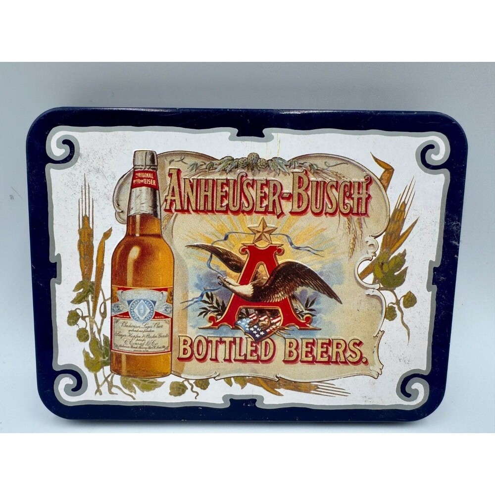 1988 Anheuser Busch Bottled Beers Playing Cards Tin Set –2 Decks Sealed –Vintage